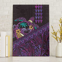 Hawaiian Abstract Sea Turtle Canvas Wall Art Polynesian Tapa Art and Kakau Tattoo Purple WaterColor LT03 Without Frame Black - Polynesian Pride