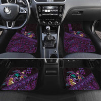 Hawaiian Abstract Sea Turtle Car Mats Polynesian Tapa Art and Kakau Tattoo Purple WaterColor LT03 Set 4pcs Black - Polynesian Pride