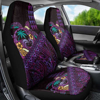 Hawaiian Abstract Sea Turtle Car Seat Cover Polynesian Tapa Art and Kakau Tattoo Purple WaterColor LT03 - Polynesian Pride