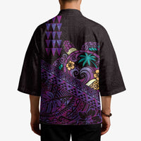 Hawaiian Abstract Sea Turtle Kimono Polynesian Tapa Art and Kakau Tattoo Purple WaterColor LT03 - Polynesian Pride