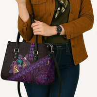 Hawaiian Abstract Sea Turtle Leather Bag Polynesian Tapa Art and Kakau Tattoo Purple WaterColor LT03 - Polynesian Pride