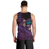 Hawaiian Abstract Sea Turtle Men Tank Top Polynesian Tapa Art and Kakau Tattoo Purple WaterColor LT03 - Polynesian Pride