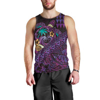 Hawaiian Abstract Sea Turtle Men Tank Top Polynesian Tapa Art and Kakau Tattoo Purple WaterColor LT03 - Polynesian Pride