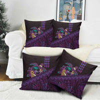 Hawaiian Abstract Sea Turtle Pillow Cover Polynesian Tapa Art and Kakau Tattoo Purple WaterColor LT03 - Polynesian Pride
