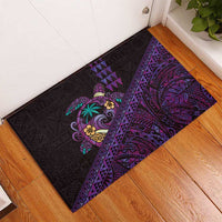 Hawaiian Abstract Sea Turtle Rubber Doormat Polynesian Tapa Art and Kakau Tattoo Purple WaterColor LT03 - Polynesian Pride