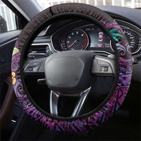Hawaiian Abstract Sea Turtle Steering Wheel Cover Polynesian Tapa Art and Kakau Tattoo Purple WaterColor LT03 - Polynesian Pride