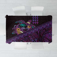 Hawaiian Abstract Sea Turtle Tablecloth Polynesian Tapa Art and Kakau Tattoo Purple WaterColor LT03 Black - Polynesian Pride