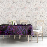 Hawaiian Abstract Sea Turtle Tablecloth Polynesian Tapa Art and Kakau Tattoo Purple WaterColor LT03 - Polynesian Pride