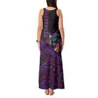 Hawaiian Abstract Sea Turtle Tank Maxi Dress Polynesian Tapa Art and Kakau Tattoo Purple WaterColor LT03 - Polynesian Pride
