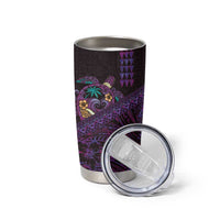 Hawaiian Abstract Sea Turtle Tumbler Cup Polynesian Tapa Art and Kakau Tattoo Purple WaterColor LT03 - Polynesian Pride