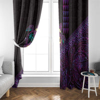 Hawaiian Abstract Sea Turtle Window Curtain Polynesian Tapa Art and Kakau Tattoo Purple WaterColor LT03 - Polynesian Pride
