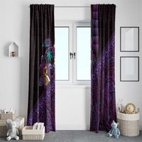 Hawaiian Abstract Sea Turtle Window Curtain Polynesian Tapa Art and Kakau Tattoo Purple WaterColor LT03 - Polynesian Pride