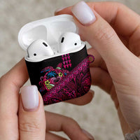 Hawaiian Abstract Sea Turtle AirPods Case Polynesian Tapa Art and Kakau Tattoo Pink WaterColor LT03 - Polynesian Pride