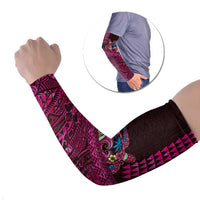 Hawaiian Abstract Sea Turtle Arm Sleeves Polynesian Tapa Art and Kakau Tattoo Pink WaterColor LT03 Set of 2 Black - Polynesian Pride