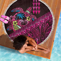 Hawaiian Abstract Sea Turtle Beach Blanket Polynesian Tapa Art and Kakau Tattoo Pink WaterColor LT03 - Polynesian Pride