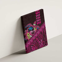 Hawaiian Abstract Sea Turtle Canvas Wall Art Polynesian Tapa Art and Kakau Tattoo Pink WaterColor LT03 - Polynesian Pride