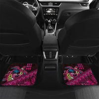 Hawaiian Abstract Sea Turtle Car Mats Polynesian Tapa Art and Kakau Tattoo Pink WaterColor LT03 Set 2pcs - Back Black - Polynesian Pride