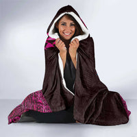 Hawaiian Abstract Sea Turtle Hooded Blanket Polynesian Tapa Art and Kakau Tattoo Pink WaterColor LT03 - Polynesian Pride