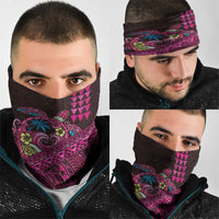 Hawaiian Abstract Sea Turtle Neck Gaiter Polynesian Tapa Art and Kakau Tattoo Pink WaterColor LT03 - Polynesian Pride