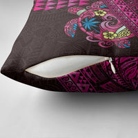 Hawaiian Abstract Sea Turtle Pillow Cover Polynesian Tapa Art and Kakau Tattoo Pink WaterColor LT03 - Polynesian Pride