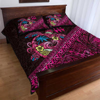 Hawaiian Abstract Sea Turtle Quilt Bed Set Polynesian Tapa Art and Kakau Tattoo Pink WaterColor LT03 - Polynesian Pride