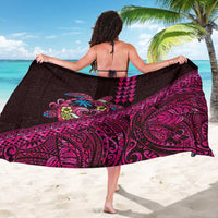 Hawaiian Abstract Sea Turtle Sarong Polynesian Tapa Art and Kakau Tattoo Pink WaterColor LT03 - Polynesian Pride