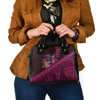 Hawaiian Abstract Sea Turtle Shoulder Handbag Polynesian Tapa Art and Kakau Tattoo Pink WaterColor LT03 - Polynesian Pride