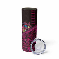 Hawaiian Abstract Sea Turtle Skinny Tumbler Polynesian Tapa Art and Kakau Tattoo Pink WaterColor LT03 - Polynesian Pride