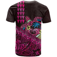 Hawaiian Abstract Sea Turtle T Shirt Polynesian Tapa Art and Kakau Tattoo Pink WaterColor LT03 - Polynesian Pride