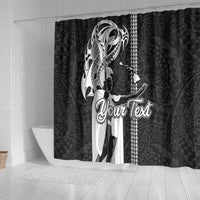 Custom Hawaii Island Shower Curtain Hawaiian King and Kakau Symbols Abstract Shoulder Tattoo LT03 - Polynesian Pride