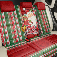 Kiribati Christmas Back Car Seat Cover Santa With Gift Bag Behind Ribbons Seamless Red Maori LT03 - Polynesian Pride