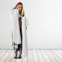Kiribati Christmas Hooded Blanket Santa With Gift Bag Behind Ribbons Seamless Red Maori LT03 - Polynesian Pride