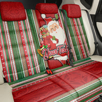 Custom Kiribati Christmas Back Car Seat Cover Santa With Gift Bag Behind Ribbons Seamless Red Maori LT03 - Polynesian Pride