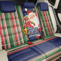 Kiribati Christmas Back Car Seat Cover Santa With Gift Bag Behind Ribbons Seamless Blue Maori LT03 - Polynesian Pride