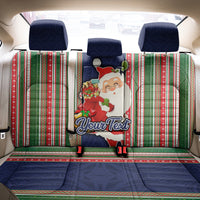 Custom Kiribati Christmas Back Car Seat Cover Santa With Gift Bag Behind Ribbons Seamless Blue Maori LT03 - Polynesian Pride