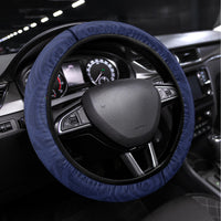 Custom Kiribati Christmas Steering Wheel Cover Santa With Gift Bag Behind Ribbons Seamless Blue Maori