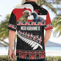 New Zealand Meri Kirihimete Hawaiian Shirt Christmas Tui Bird and Kea Bird - Haka Santa with Maori Koru Art Pattern LT03 - Polynesian Pride