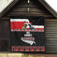New Zealand Meri Kirihimete Quilt Christmas Tui Bird and Kea Bird - Haka Santa with Maori Koru Art Pattern LT03 - Polynesian Pride
