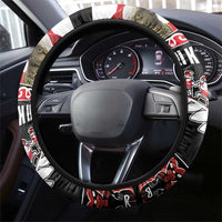 New Zealand Meri Kirihimete Steering Wheel Cover Christmas Tui Bird and Kea Bird - Haka Santa with Maori Koru Art Pattern LT03 - Polynesian Pride