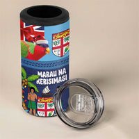 Fiji Marau na Kerisimasi 4 in 1 Can Cooler Tumbler Christmas Collared Lory - Fiji Emblems and Xmas Palm Tree Tapa Art Pattern LT03 - Polynesian Pride