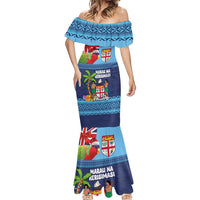 Fiji Marau na Kerisimasi Mermaid Dress Christmas Collared Lory - Fiji Emblems and Xmas Palm Tree Tapa Art Pattern LT03 - Polynesian Pride
