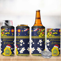 Niue Monuina e Kilisimasi 4 in 1 Can Cooler Tumbler Christmas Uga - Niue Map and Emblem with Hiapo Art Pattern LT03 - Polynesian Pride