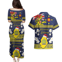 Niue Monuina e Kilisimasi Couples Matching Puletasi and Hawaiian Shirt Christmas Uga - Niue Map and Emblem with Hiapo Art Pattern LT03 - Polynesian Pride