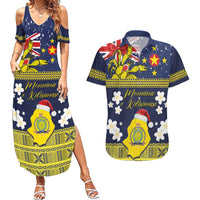 Niue Monuina e Kilisimasi Couples Matching Summer Maxi Dress and Hawaiian Shirt Christmas Uga - Niue Map and Emblem with Hiapo Art Pattern LT03 Yellow - Polynesian Pride