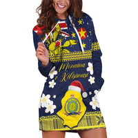 Niue Monuina e Kilisimasi Hoodie Dress Christmas Uga - Niue Map and Emblem with Hiapo Art Pattern LT03 Yellow - Polynesian Pride