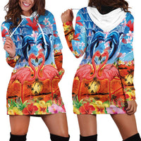 Hawaiian Love-Couple Dolphins and Flamingos Hoodie Dress LT03 - Polynesian Pride
