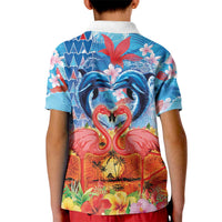 Hawaiian Love-Couple Dolphins and Flamingos Kid Polo Shirt LT03 - Polynesian Pride
