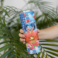 Hawaiian Love-Couple Dolphins and Flamingos Skinny Tumbler LT03 - Polynesian Pride