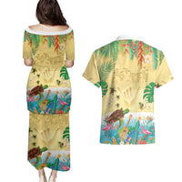 Hawaiian Alohawaii Couples Matching Puletasi and Hawaiian Shirt Tropical Plants and Animals on The Beach LT03 - Polynesian Pride