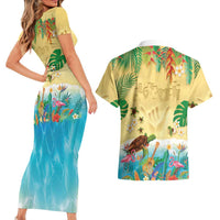 Hawaiian Alohawaii Couples Matching Short Sleeve Bodycon Dress and Hawaiian Shirt Tropical Plants and Animals on The Beach LT03 - Polynesian Pride